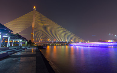 Fototapeta na wymiar Rama8 Bridge Night Time 
