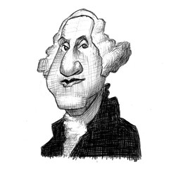 George Washington Caricature - obrazy, fototapety, plakaty