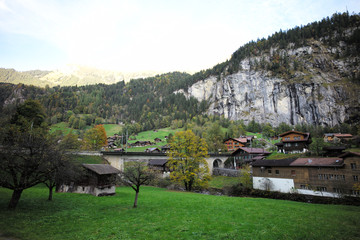 Fototapeta na wymiar Small village in Swiss
