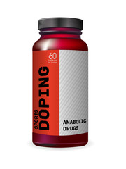 Sports doping, anabolic drugs. Isolated on white background vector packing. A jar with a medicine.