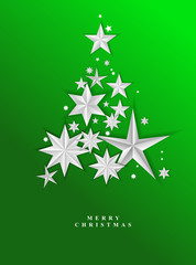 Christmas greenstarry background. Vector illustration. Christmas tree.