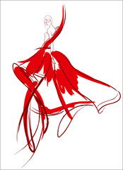 VECTOR BACKGROUND WITH A BEAUTIFUL BRIDE IN A WEDDING DRESS