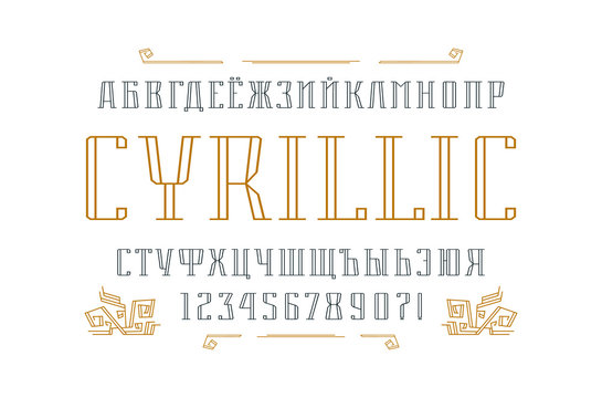 Hollow serif font and ornament