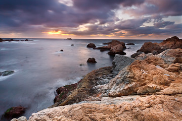 Pacific coast at sunset, California, US