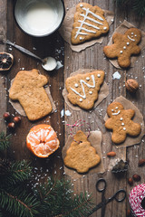 Gingerbread cookies with icing decoration process