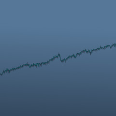 Market bars chart trend with long shadows on blue background. 3D illustration