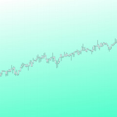 Market chart trend up with long shadows on light background. 3D illustration
