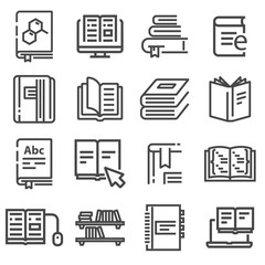 Book vector icons set. Line illustration isolated