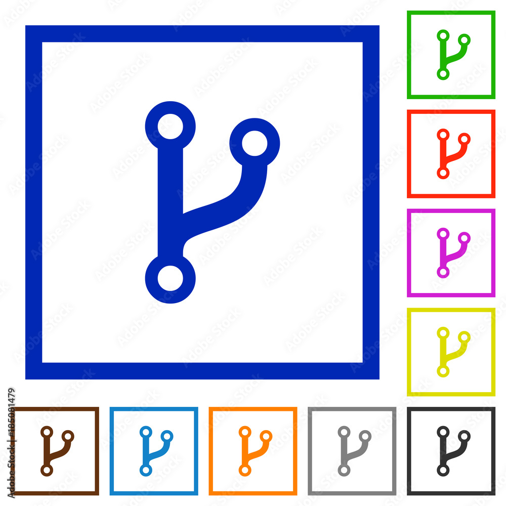 Poster code fork flat framed icons