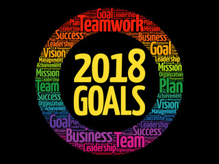 2018 Goals word cloud business concept background