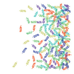 Sale Banner Confetti. Vector Falling Down -10, -20, -30, -40, -50, -70, 90 Banner or Sticker. Holidays Shopping Promotion Ads. Rebate Badge, Price Discount Hipster Sale Banner, Frame or Border