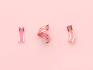 abstract ribbon pink gold 3d rendering minimal pink background
