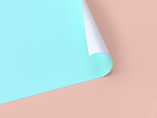 abstract blue-green paper curve cream background 3d rendering