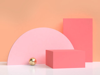 red pink circle orange abstract geometric background 3d rendering