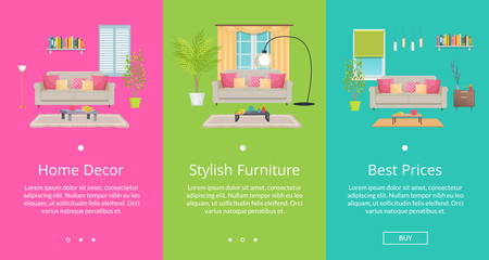 Home Decor, Stylish Furniture Vector Illustration