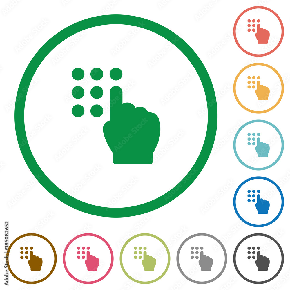 Poster typing security code flat icons with outlines