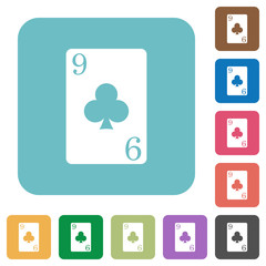 Nine of clubs card rounded square flat icons