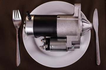car started arranged on a plate as food starter