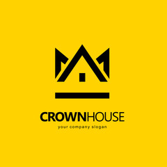 Obraz premium Vector design element. Real estate. House icon. Crown House logo