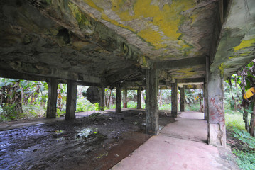 Remains of Japanese military buildings on Eten island  in the Truk Lagoon   © robnaw