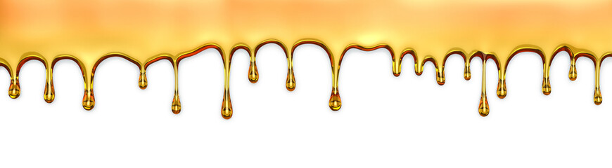 Flow of honey on a white background. 3D illustration