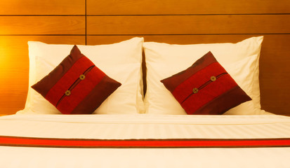 pillows in bed at night