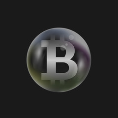 Soap bubble with Bitcoin sign