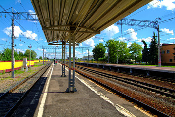Fototapeta na wymiar Russian train station on a Sunny day 
