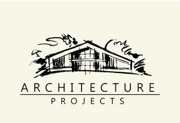 House illustration. Architecture project logo.