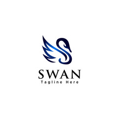 Line Art Abstract swan logo