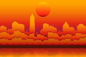 future city with ecolife and cloud with sun.vector and illustration