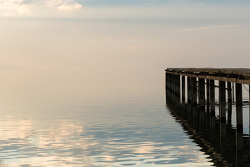 sunset on a quiet and still Lake Iznik, Iznik, Turkey