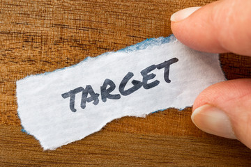 Target concept and theme written on old paper on a grunge background