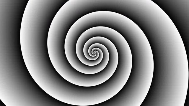 Psychedelic spiral in black and white. Hypnotic twirl vortex hypnotic spiral background. 