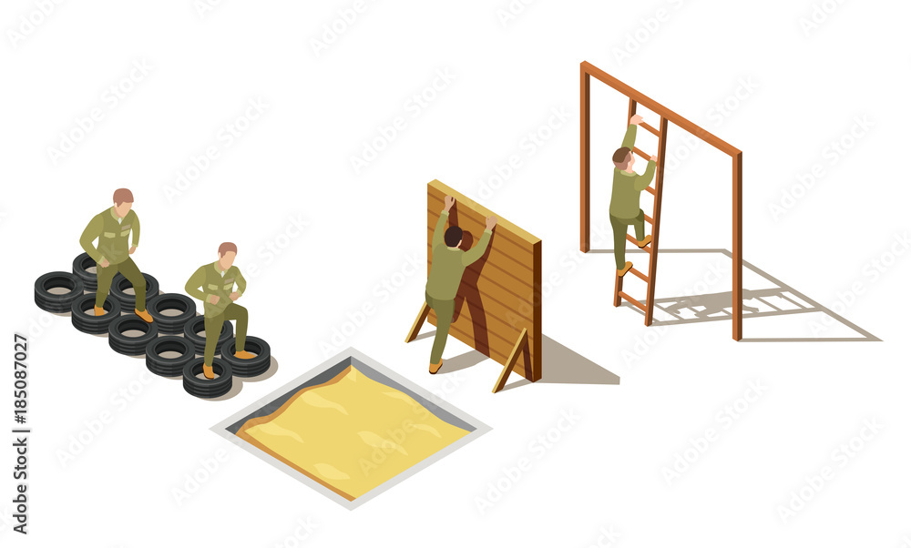 Wall mural Military Recruit Training Isometric Composition