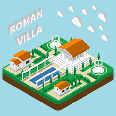 Roman Villa Isometric Composition