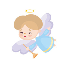 Colorful image of a pretty little angel. Vector illustration on a white background.