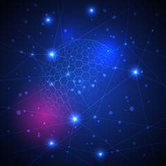 Abstract technology and science modern concept on blue background, vector illustration