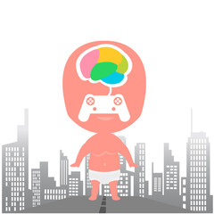 Kids brain games city background