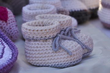 Fototapeta na wymiar handmade slippers for newborn