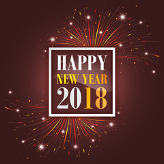New Year greetings 2018 with fireworks, sparkle, stars and glitter. © ftotti1984