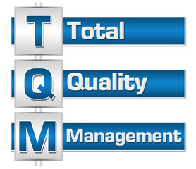 TQM - Total Quality Management Blue Grey Squares Block 