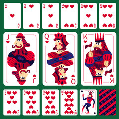 Poker Playing Cards Heart Suit Set