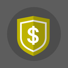 Shield With Dollar Sign Iocn Money Security Concept Flat Vector Illustration
