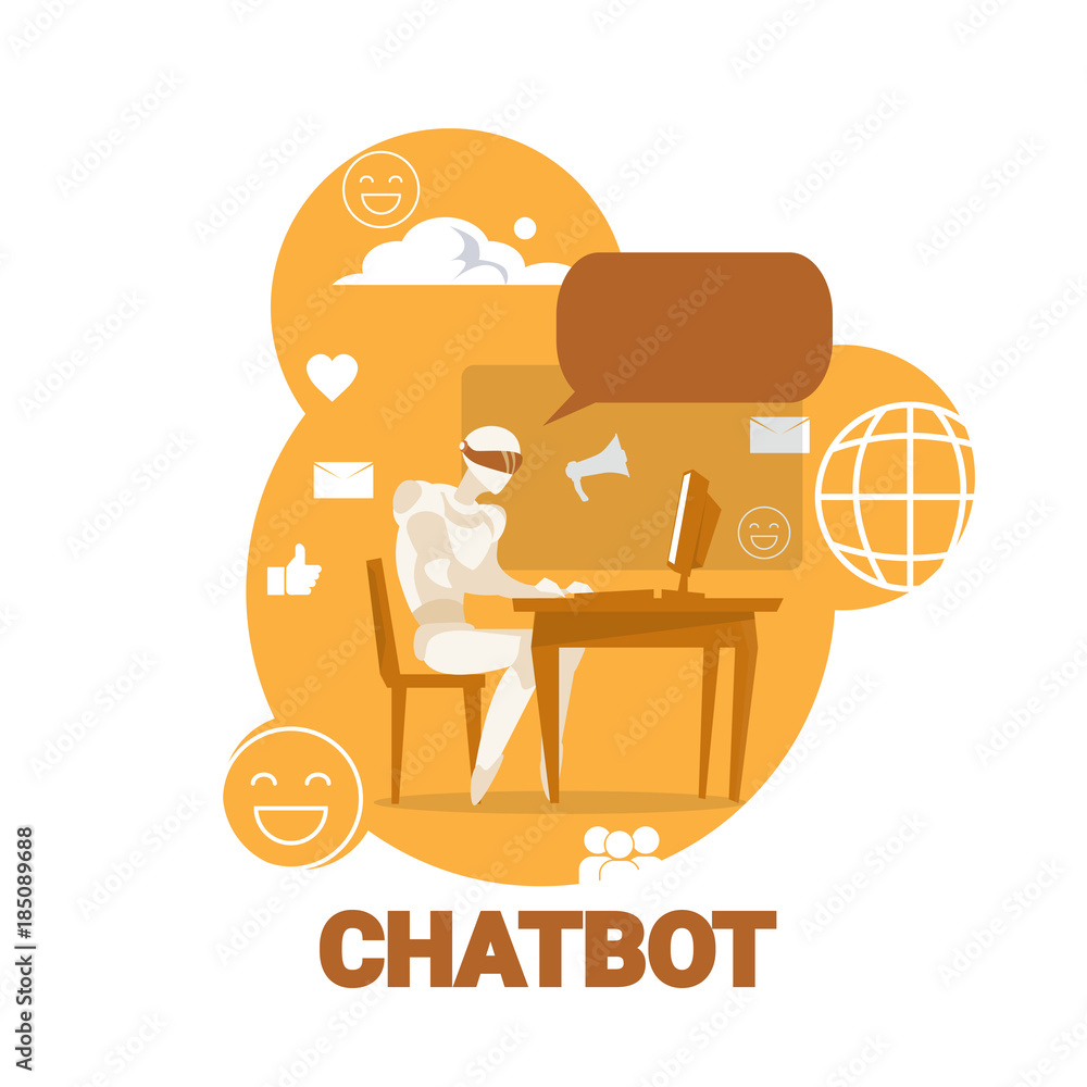 Poster chatbot icon chatter bot robot support modern technology concept vector illustration