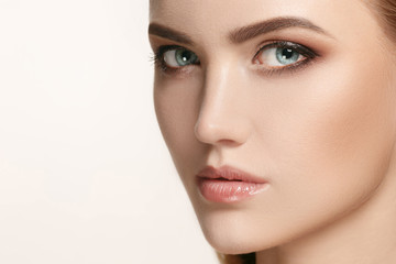 Naklejka premium Beautiful Girl face. Perfect skin