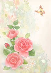 Roses watercolor card
