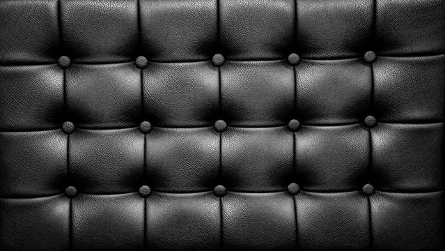 Leather Sofa Surface of Black Sofa Chair, Buttons on the Rexine