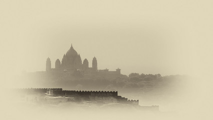 Artistic picture of the Umaid Bhawan Palace in Jodhpur, Rajasthan, India