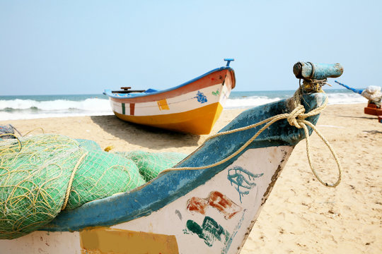 Fototapeta Boote am Stran von Mamallapuram